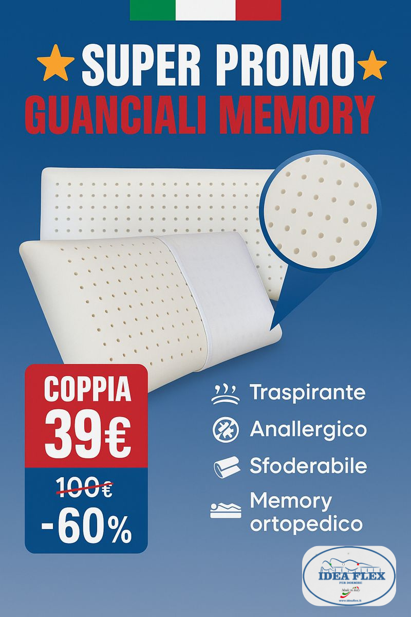 PROMO 💨 2 Cuscini Memory Forato Traspirante